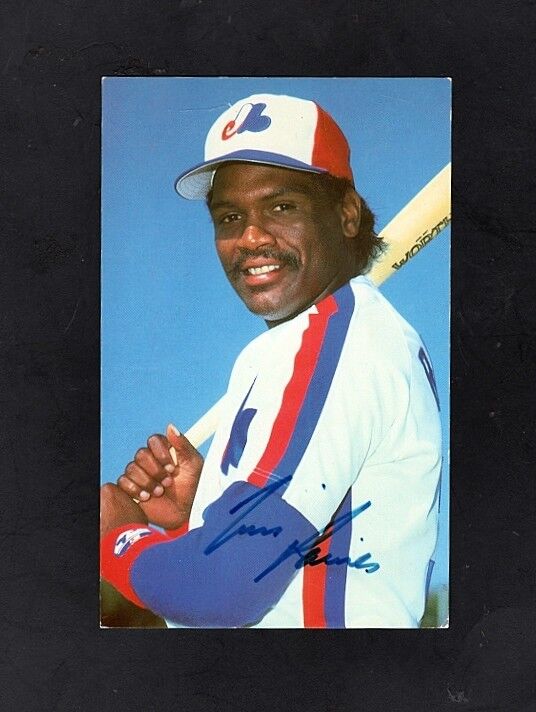 TIM RAINES-MONTREAL EXPOS AUTOGRAPHED TEAM ISSUED COLOR POSTCARD-HOF