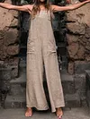 Flax Cotton Wide Leg Sleeveless Jumpsuits