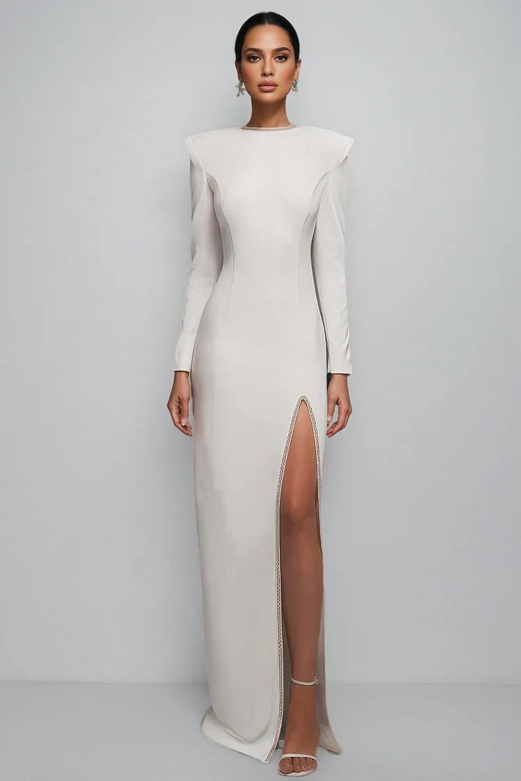 Lalia White Waisted Maxi Dress