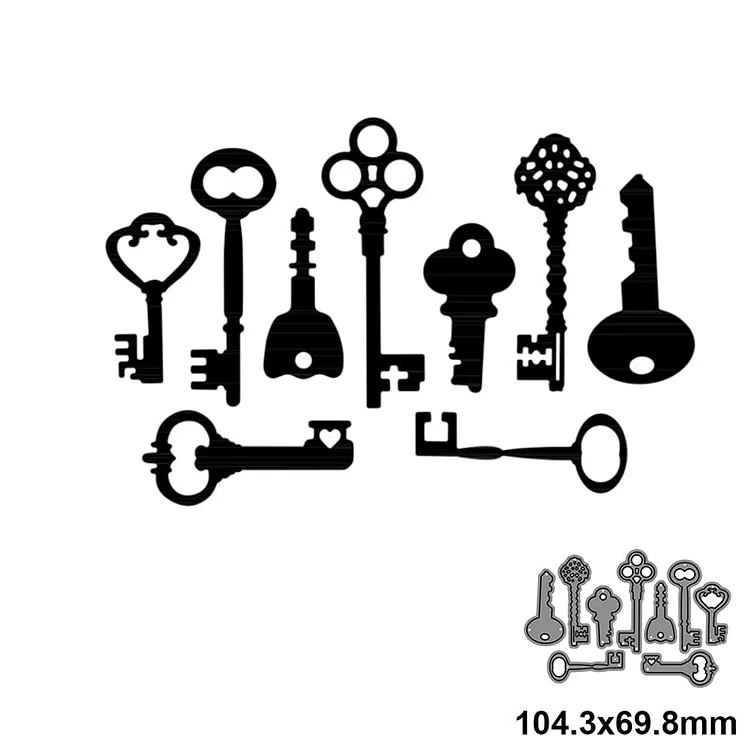 9pcs Metal cutting die cut mold different forms of keys for card making scrapbooking paper photo album craft template mold 2021