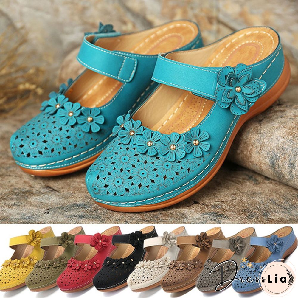New Arrival Women Vintage Style Sandals Flats Shoes Summer Casual Shoes Retro Shoes Breathable Shoes