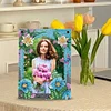 Floral Special Shape Diamond Painting Photo Frame Home Decor Gift (Flower Blue)