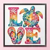 Love Turtle Glass Bead Partial 11CT DIY Stamped Cross Stitch Kits for Beginners Adults Home Decor Cross Stitch Art and Crafts Kits 14.04x14.04in tapestrymarket