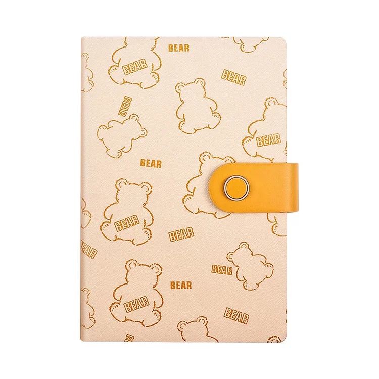 Scrapbooking Paper  - Cute Hand Account Book Bear Pattern PU Cover Magnetic Buckle Stationery (A)