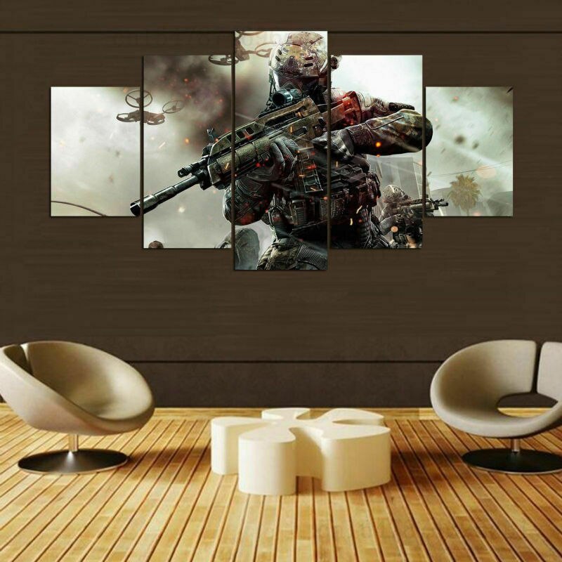 Battlefront Soldier Gun Movies Canvas Print Painting Wall Art Decor HD Print Pictures Room Decor 5 Panel No Framed Poster