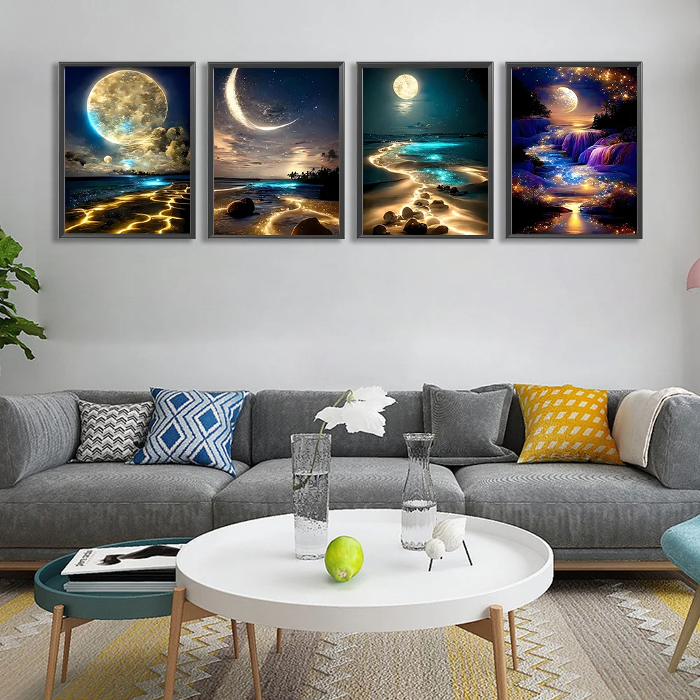 4pcs Diamond Painting - Full Round Drill - Moonlight(Canvas|30*40cm)