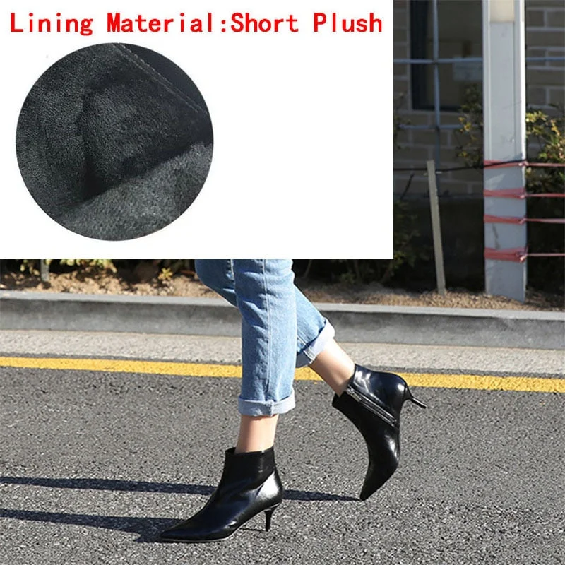 2018 autumn and winter new style with fine pointed high heels Martin boots white boots leather boots Women's boots spring wedgie