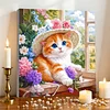 Framed Diamond Painting - Full Round Drill - Kitty (25x25cm)