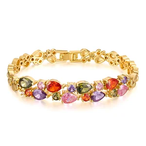 Design sense color diamond gold bracelet