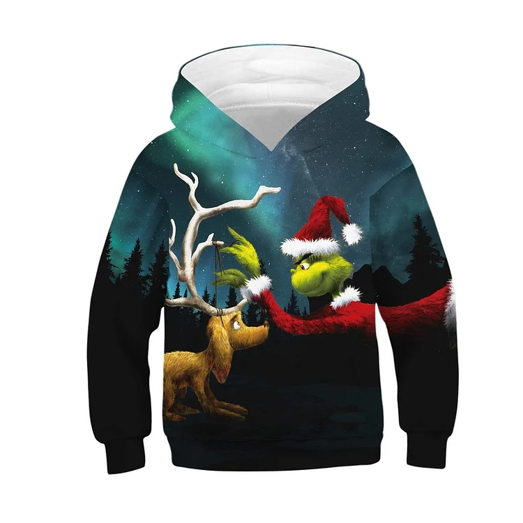 Mayoulove Kids The Grinch and His Loyal Dog Christmas Hoodie-Mayoulove