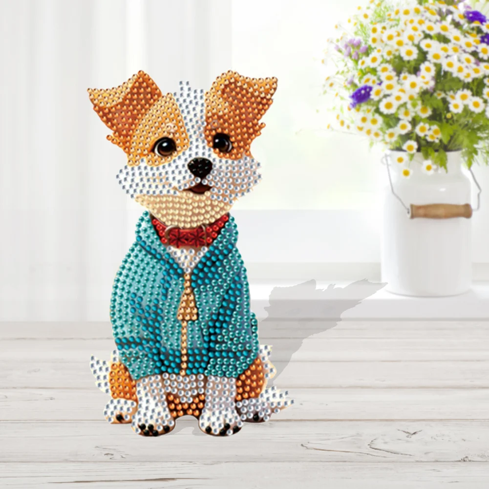 DIY Dog Acrylic Special Shape Diamond Painting Desktop Ornaments for Home Decor(Can Shake Head)