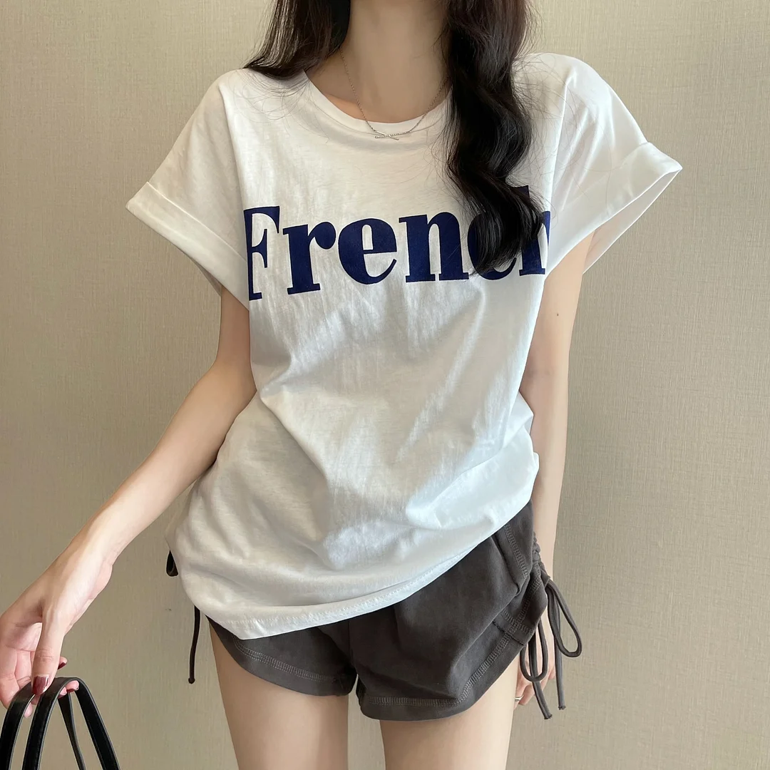 Uveng Uveng New Net Red Ins Super Fire Show Thin Shoulder Sweet Cool Short-Sleeved T-Shirt Loose Female Summer Student Coat Tide