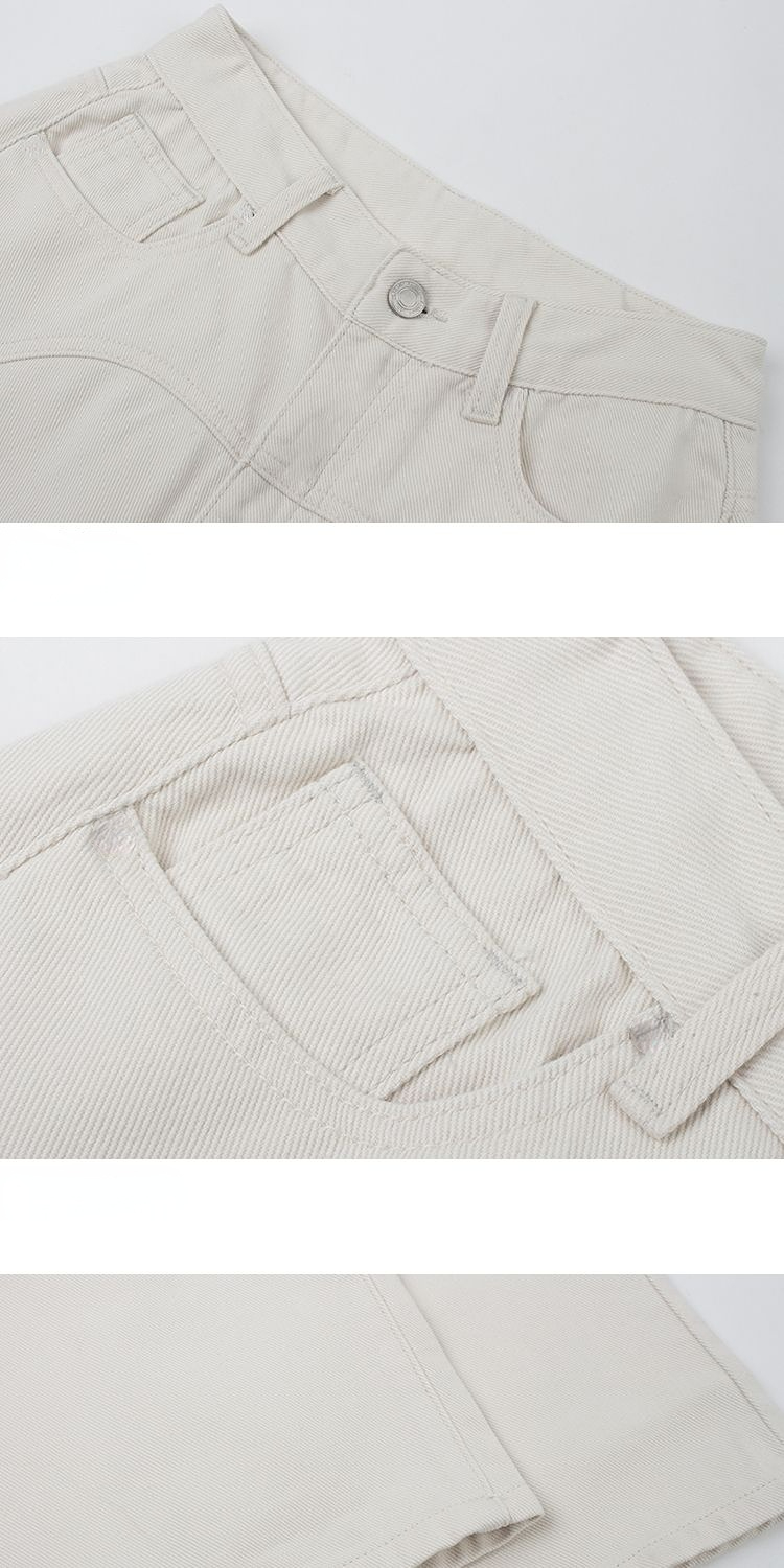 Ootddress Fashion High Waist For Women Straight Legg Slim Casual Summer 2025 Straight High Street Sweatpants Pocket Denim Trousers