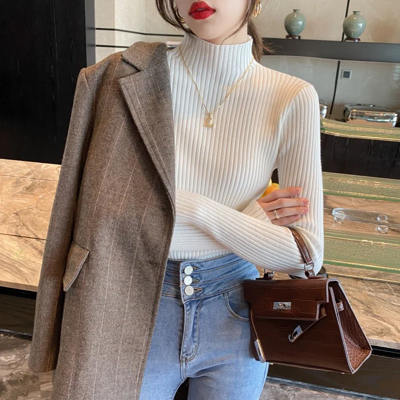 Uveng Uveng Collar Sweater Bottoming Women's Autumn And Winter 2024 New Clothes Fashion Knitted Shirt