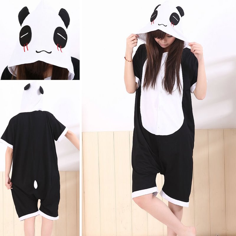 Panda Pajamas Animal Onesie Kigurumi Short Sleeve Costume-Pajamasbuy