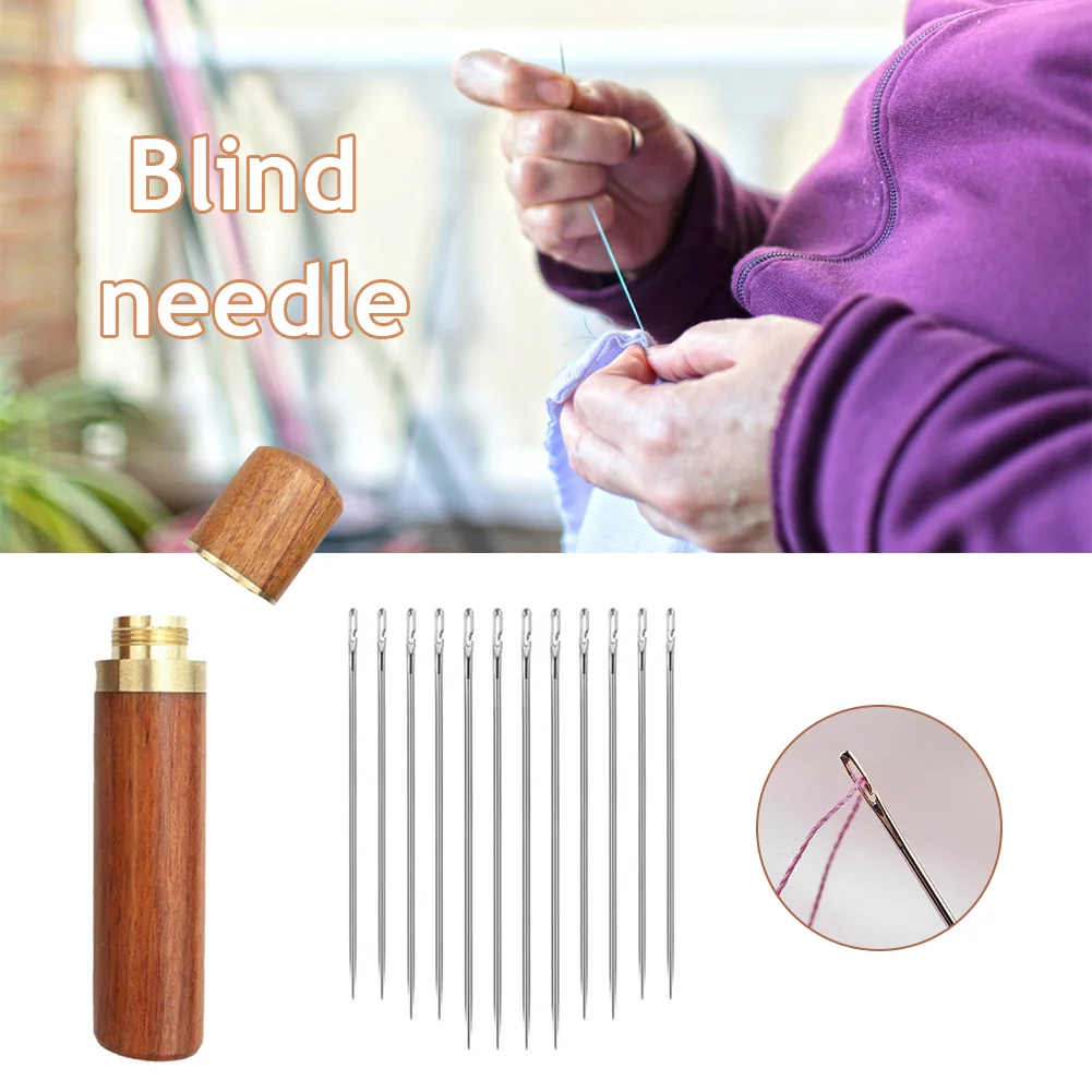12pcs Side Hole Blind Needles DIY Embroidery Needlework Tool (Silver Tail)