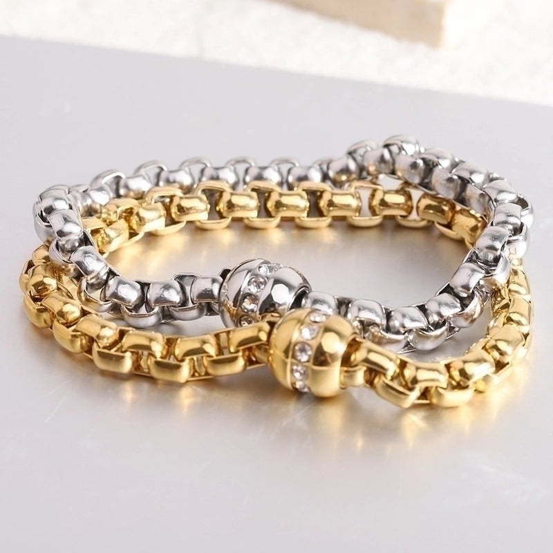 Minimalist Solid Color Titanium Steel Plating Inlay Zircon 18k Gold Plated Women's Bracelets