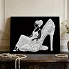 DIY Pearl Painting Girl In High Heels for Home Wall Decor with Frame(20x30cm)