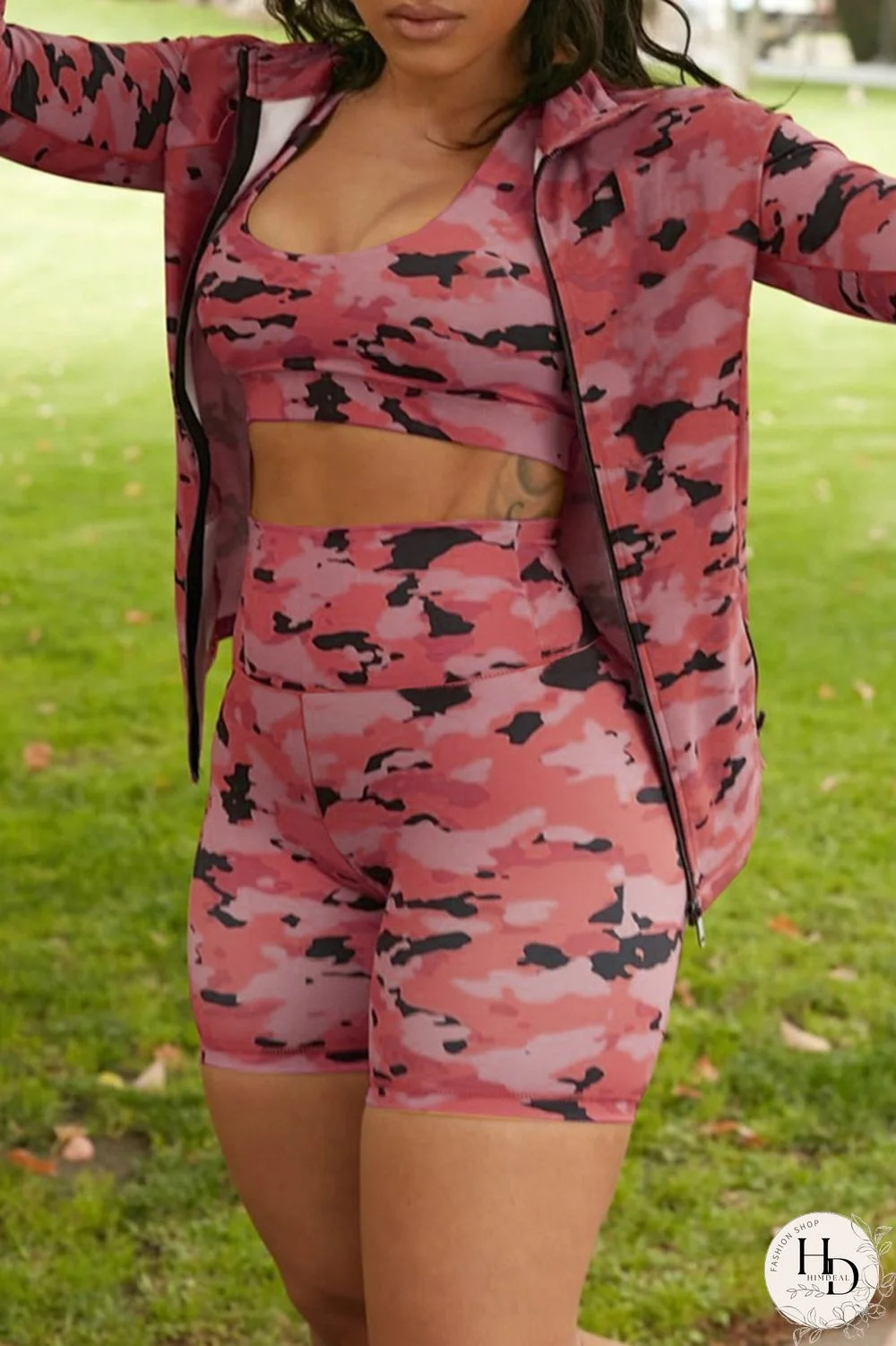 Yellow Fashion Casual Print Basic U Neck Long Sleeve Three-piece Set