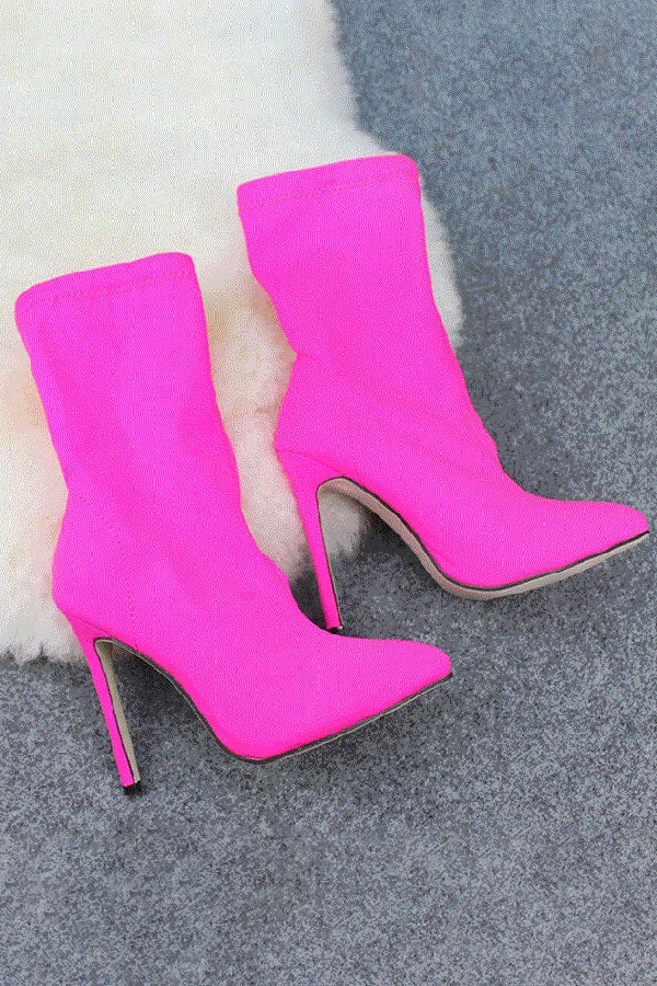 Sexy Stretch Mesh Solid Color Pointed Toe High Heel Boots