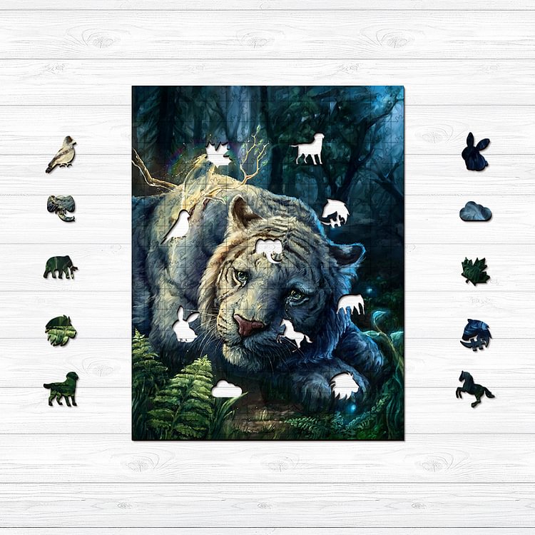 White Tiger Wooden Jigsaw Puzzle