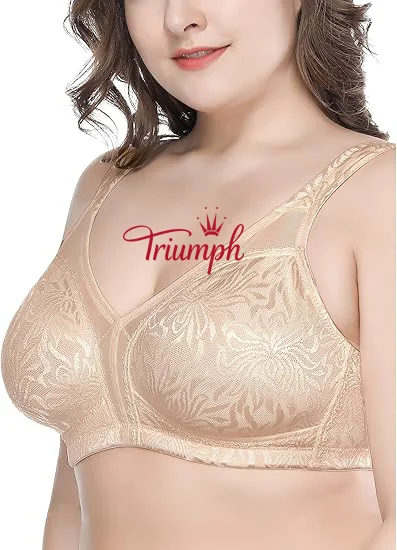 Triumph - Pack de 3 🔥Soutien feminino confort&aacute;vel, sem aro, retr&aacute;til, cobertura total, tamanho grande