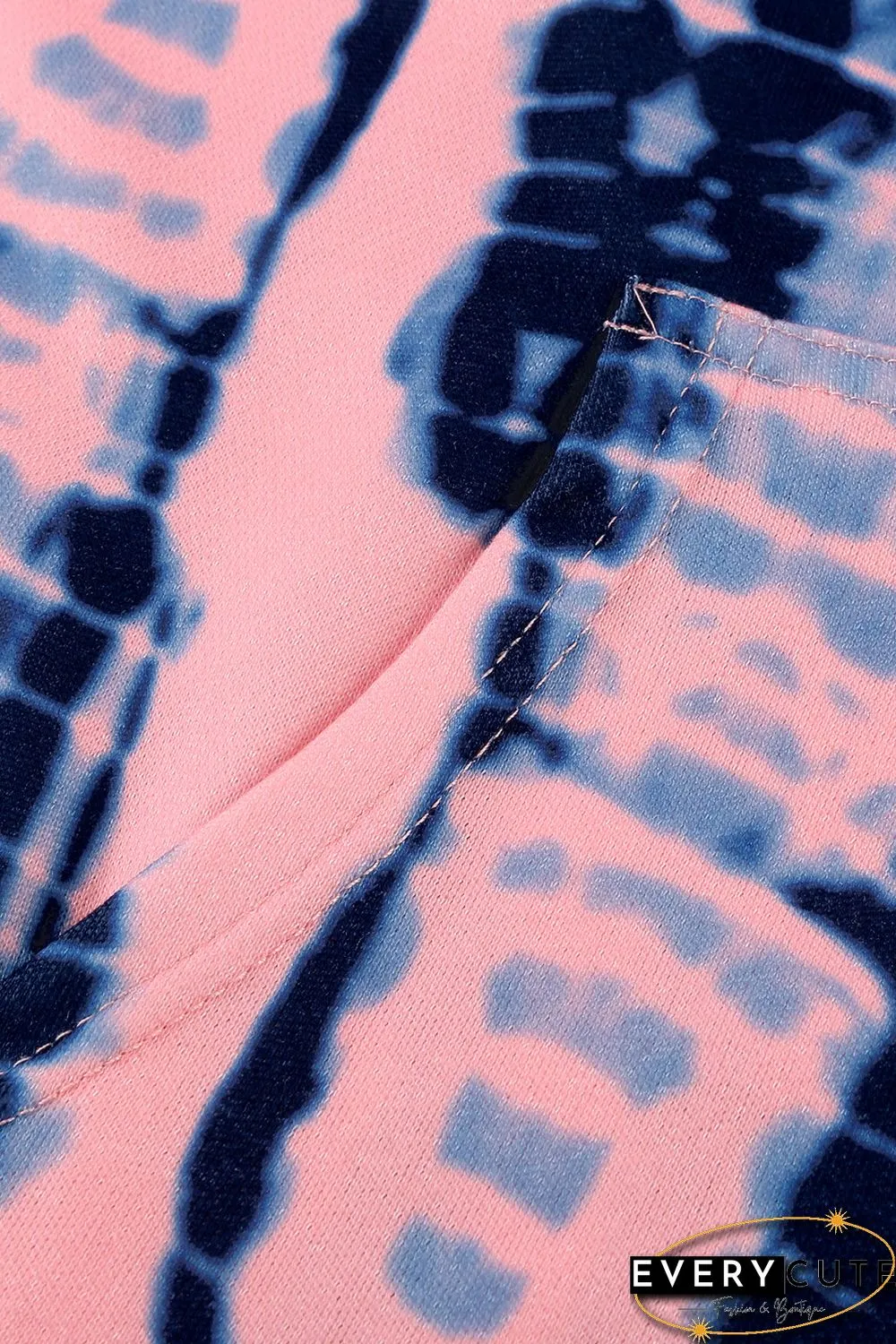Pink Tie-dye Print Pullover Hoodie