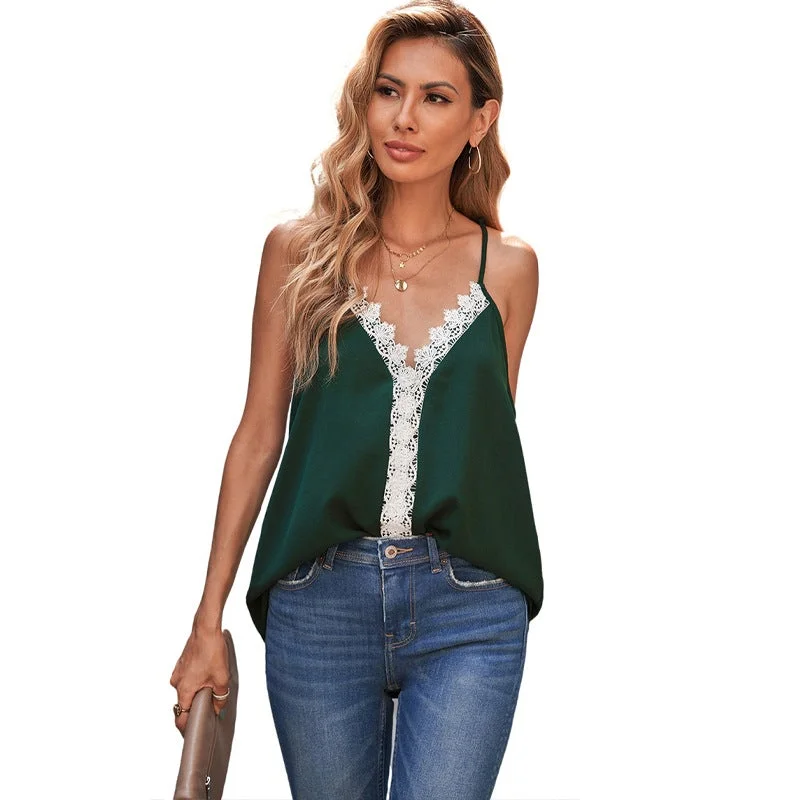 Women's Tank Top Lace Sequin Camisole Base Vest