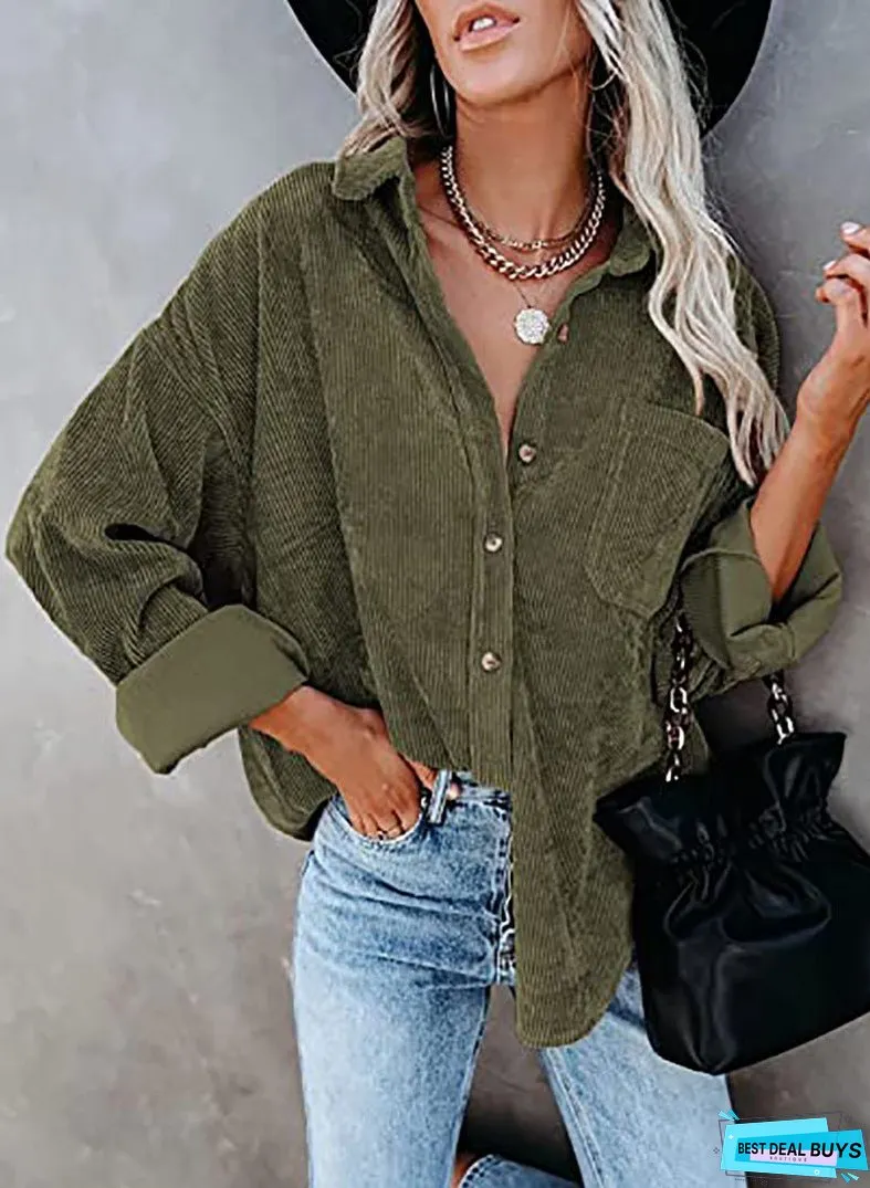 Corduroy Shacket Shirt Jacket Women