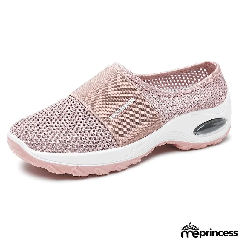 Slip-On Style Open Mesh Upper Rocker Bottom Durable Lightweight Shoes
