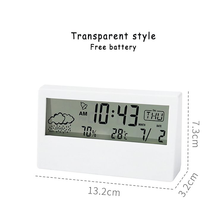 JOURNALSAY Minimalist Mute Transparent Smart Weather Small Alarm Clock Electronic Clock