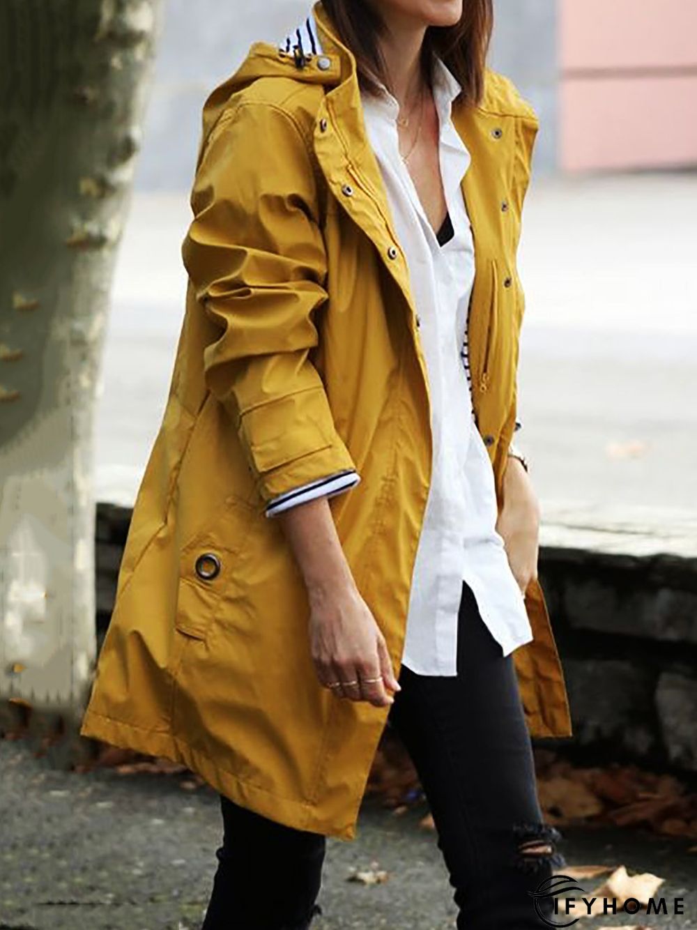 Waterproof Hooded Jacket Long Trendcoat Raincoat Trench coat | IFYHOME