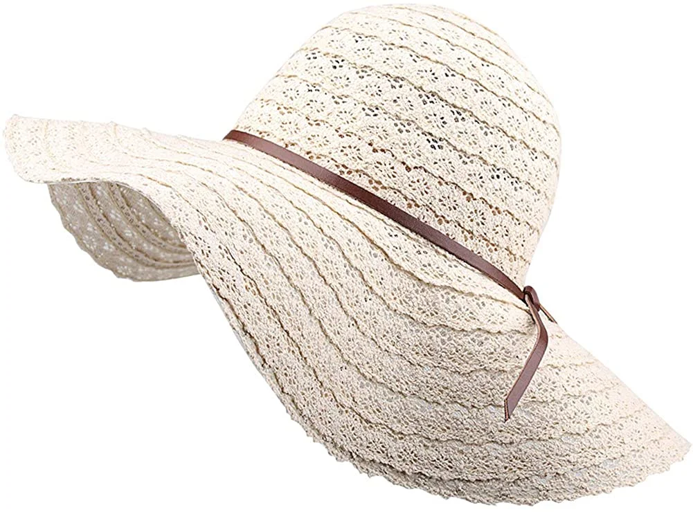 Summer Beach Sun Hats for Women UPF Woman Foldable Floppy Travel Packable UV Hat Cotton