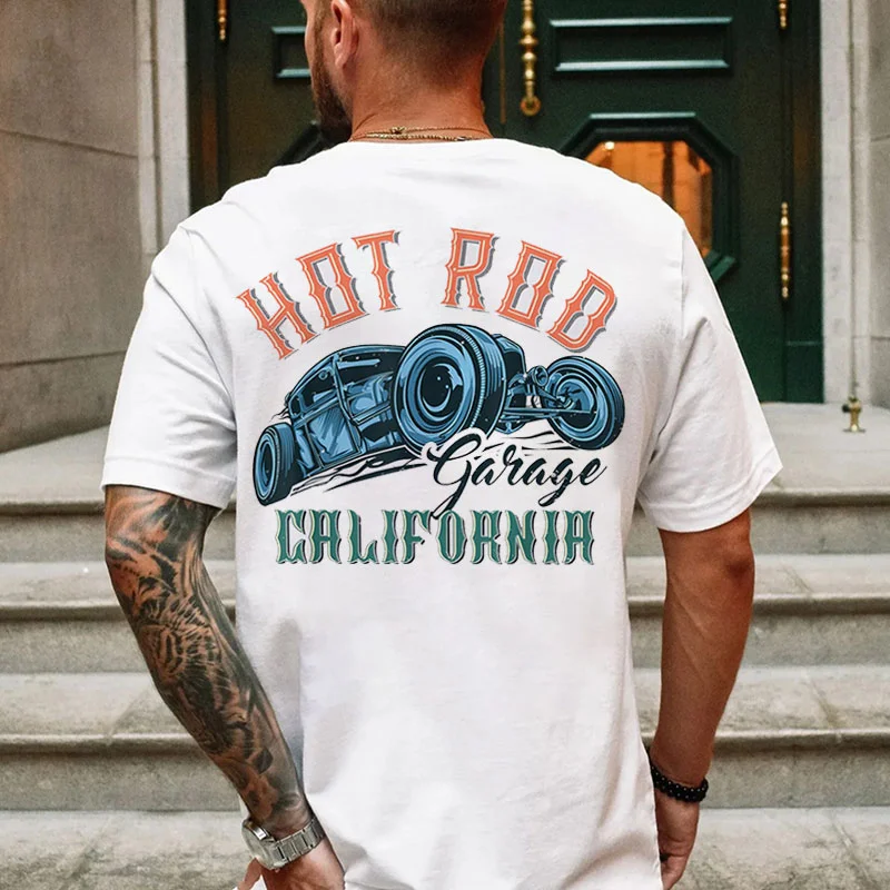 HOT ROD GARAGE CALIFORNIA Classic Car Print Men's T-shirt