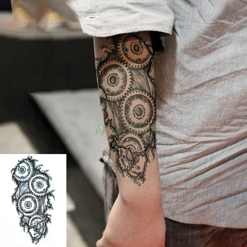 Waterproof Temporary Tattoo Sticker Wolf Indian Tribal Mighty Warrior Man Tatto Flash Tattoos Black Big Size Tatoo for Men Women