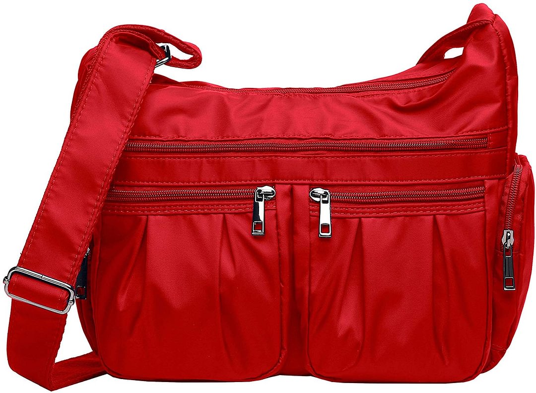 Women Multi Pocket Shoulder Bag Waterproof Nylon Travel Purses and Handbags Lightweight Work Bag