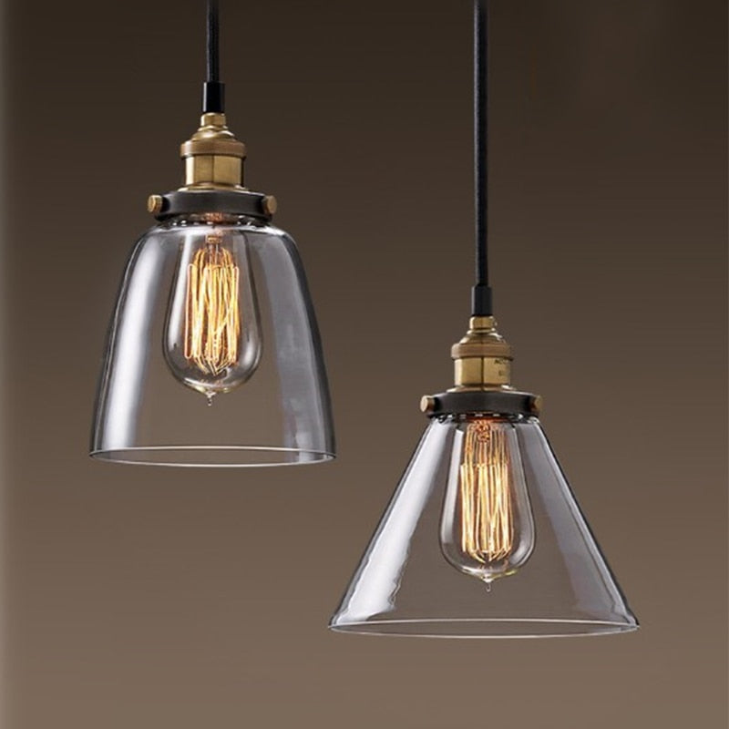 Vintage Pendant Lights Amber Glass E27 Edison Bulb Pendant Lamp