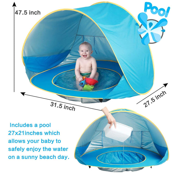 Pop Up UV Protection Baby Beach Shelter Tent with Folding Pool