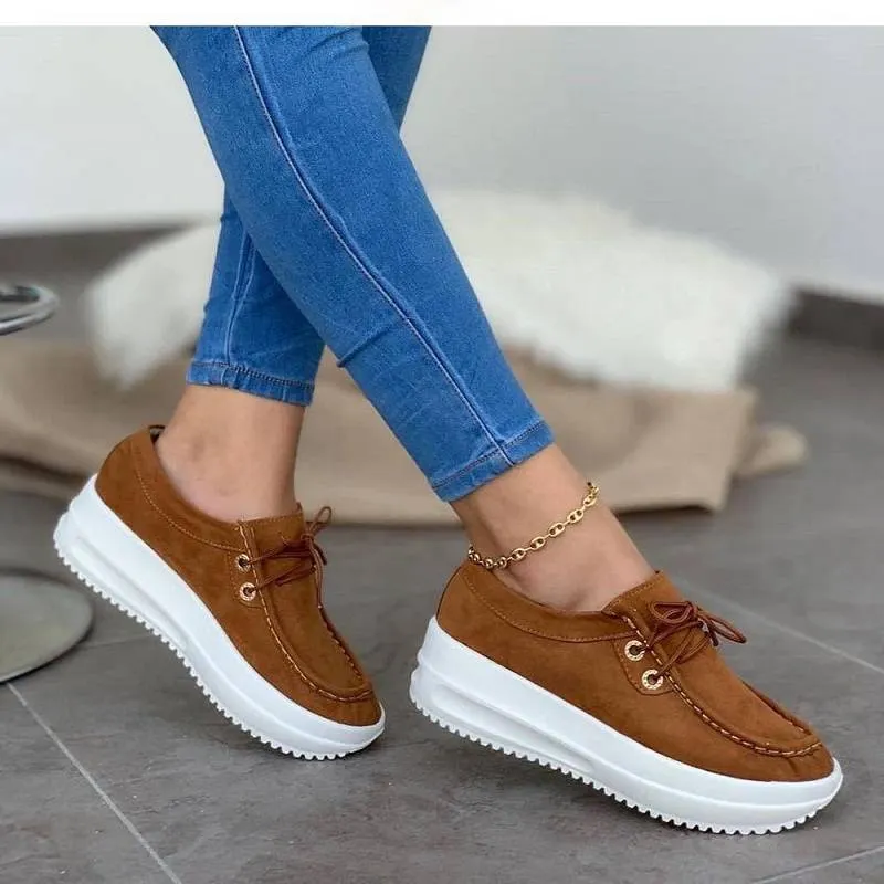 Chunky Sneakers Women 2020 New Solid Color Thick Bottom Lace Up Walking Women's Shoes Female Breathable Non Slip Platform Shoes