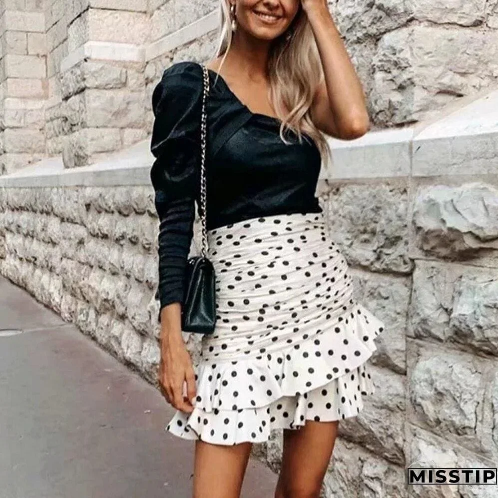 Women high waist skirt chic Ruffle Casual Summer skirts