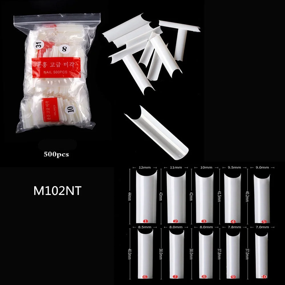 500Pcs False Nail Extension French Natural Transparent Stiletto Coffin False Nails Tips Long Acrylic UV Gel Nail Polish Manicure-Nail Inspo