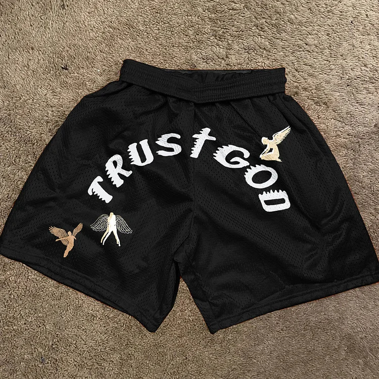 Loveciss®/ Trust God Cross Print Mesh Shorts