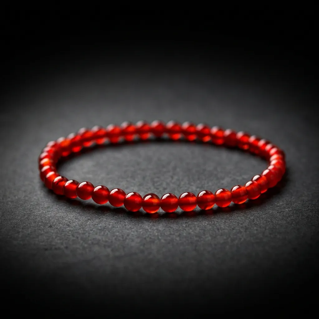 JiStones | Handcrafted Natural Agate Gemstone Bracelet &ndash; The Essence of Earth Crimson Radiance (Red) | 4mm Petite