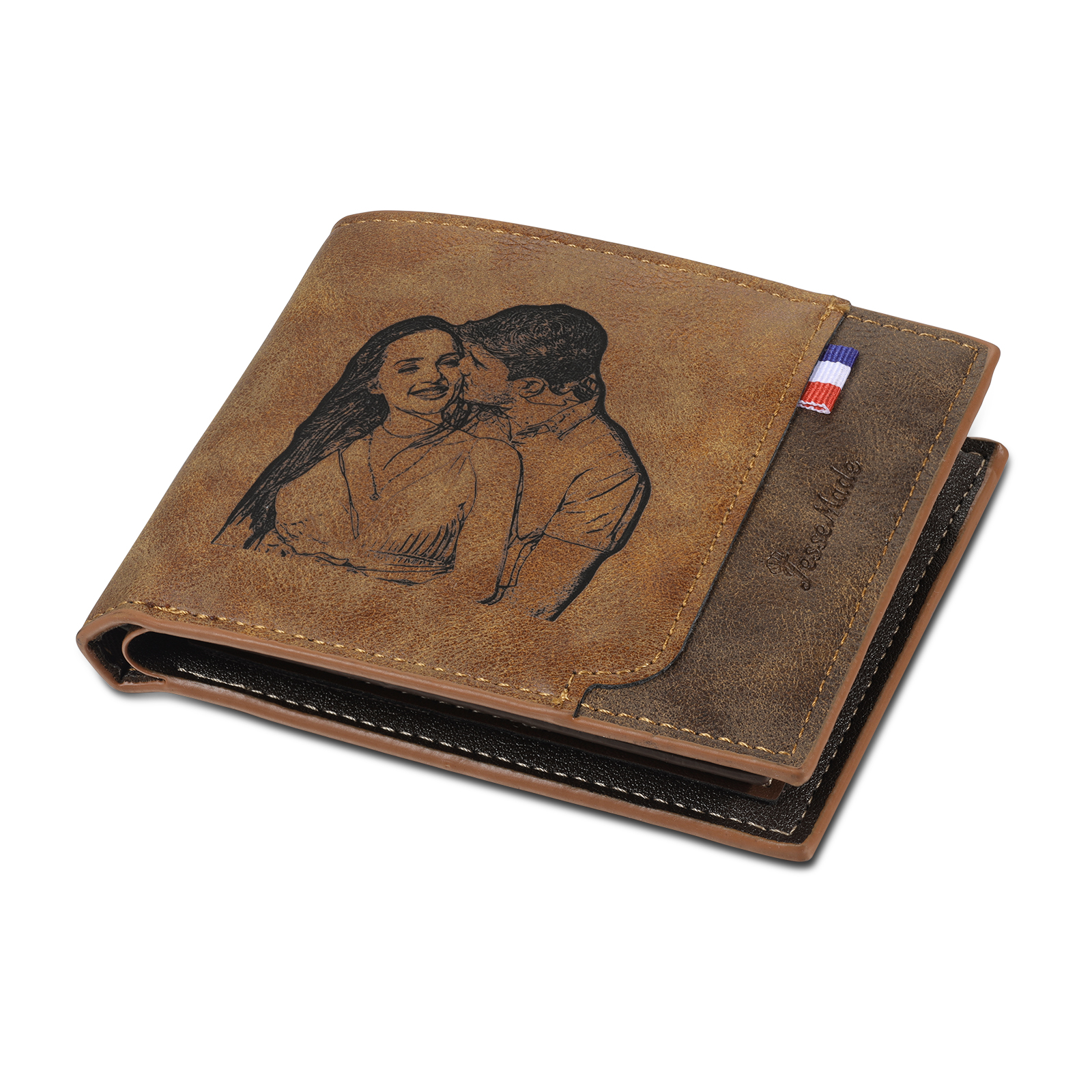Portefeuille Classique 1 Prénom et Lettre Personnalisés avec Photo Porte-Monnaie Carte