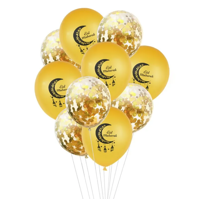 1Set EID MUBARAK Balloons Gold Silver Helium Confetti Ballon For Muslim EID Air Ball Ramadan Festival Party Decoration Supplies