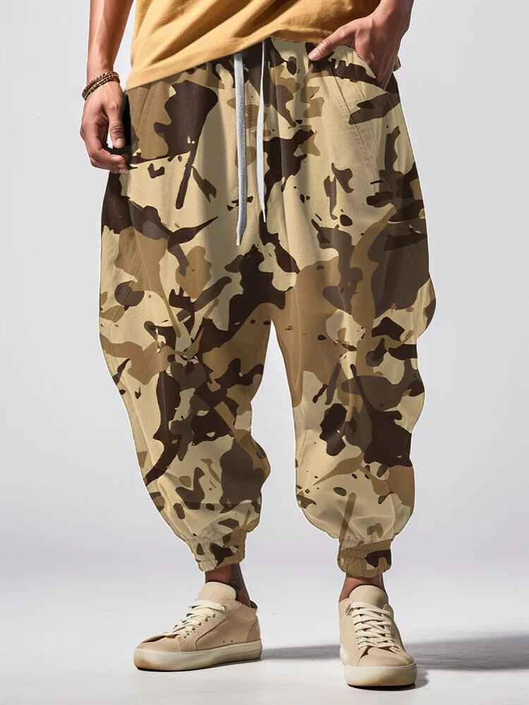 Men's Camouflage Pattern Geometric Art Print Loose Drawstring Waist Sweatpants