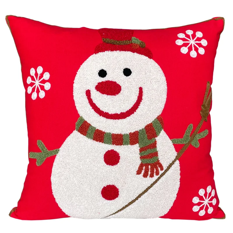 Sdrawing Christmas Decorative Cushion Cover for Sofa Santa Claus Flocked Throw Pillow Cover New Home Decor Back Cushion Covers