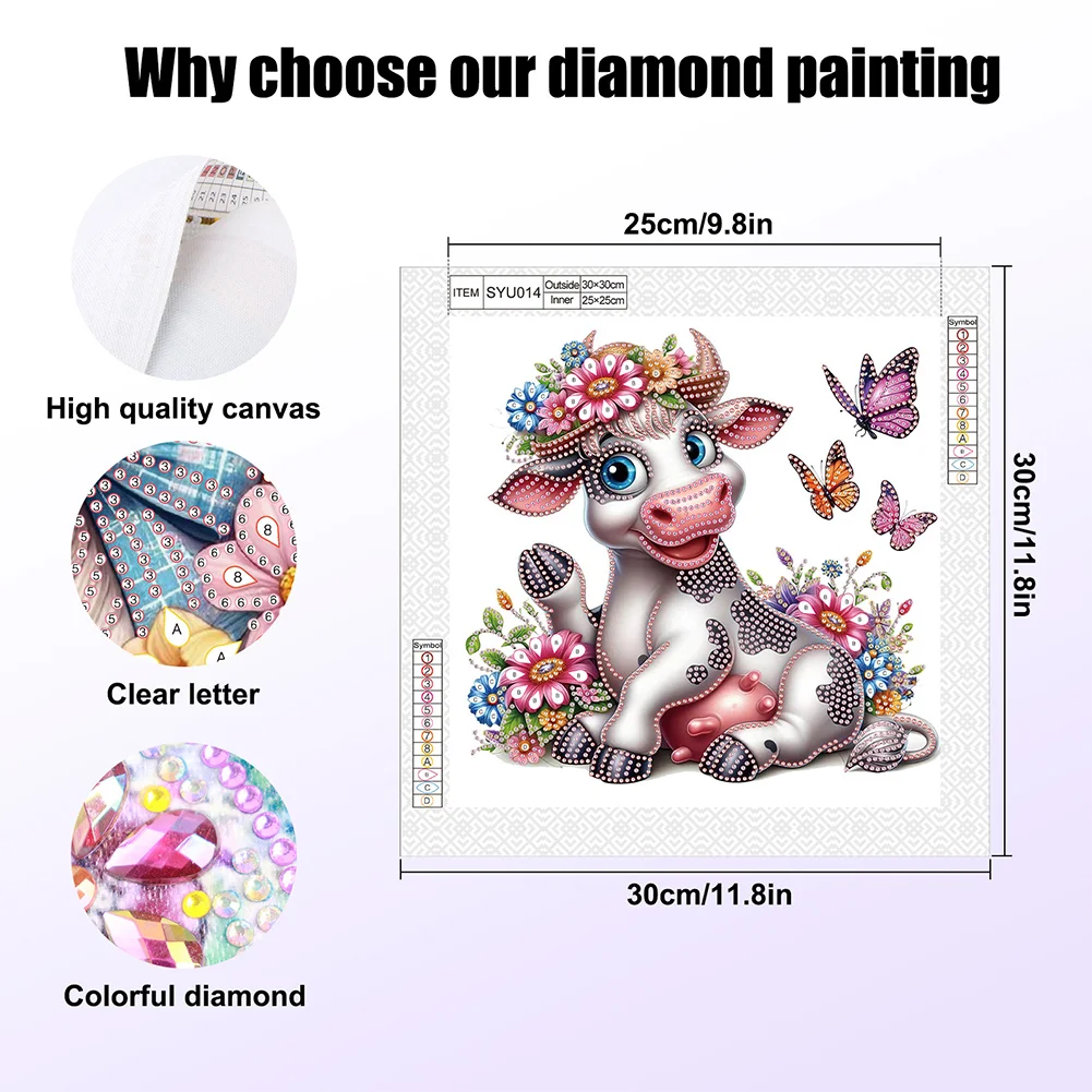 Diamond Painting - Partial Special Shaped Drill - Flower Cow(Canvas|30*30cm)