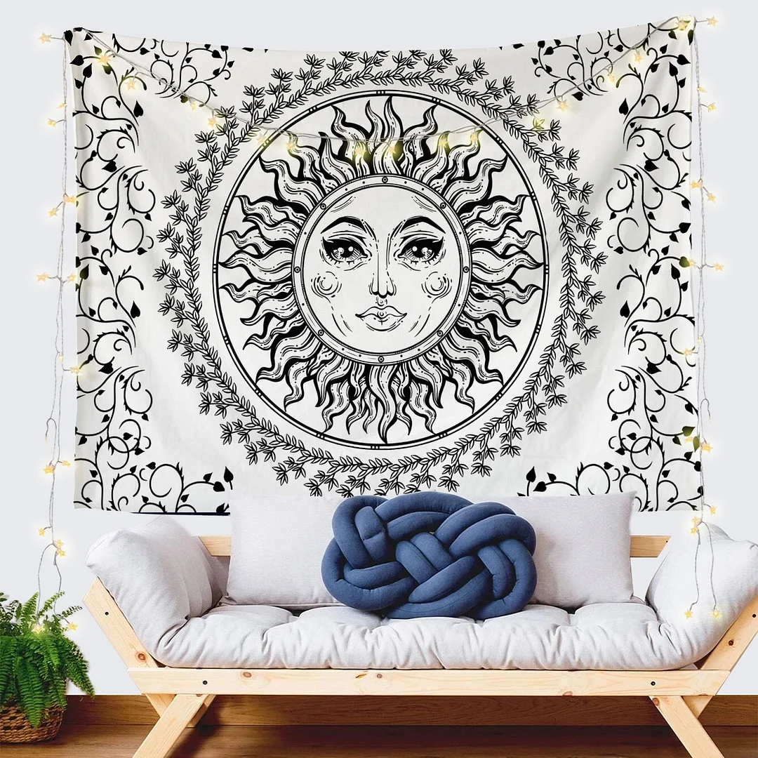 Dropshipping Tarot White Black Sun And Moon Wall Hanging Tapestry Gossip Hippie Rugs Dorm Decor Mandala Bedspread Bedroom Decor