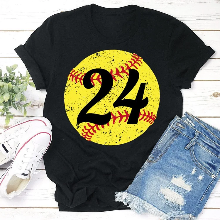 AL™ Softball number24 T-shirt Tee - 01219-Annaletters